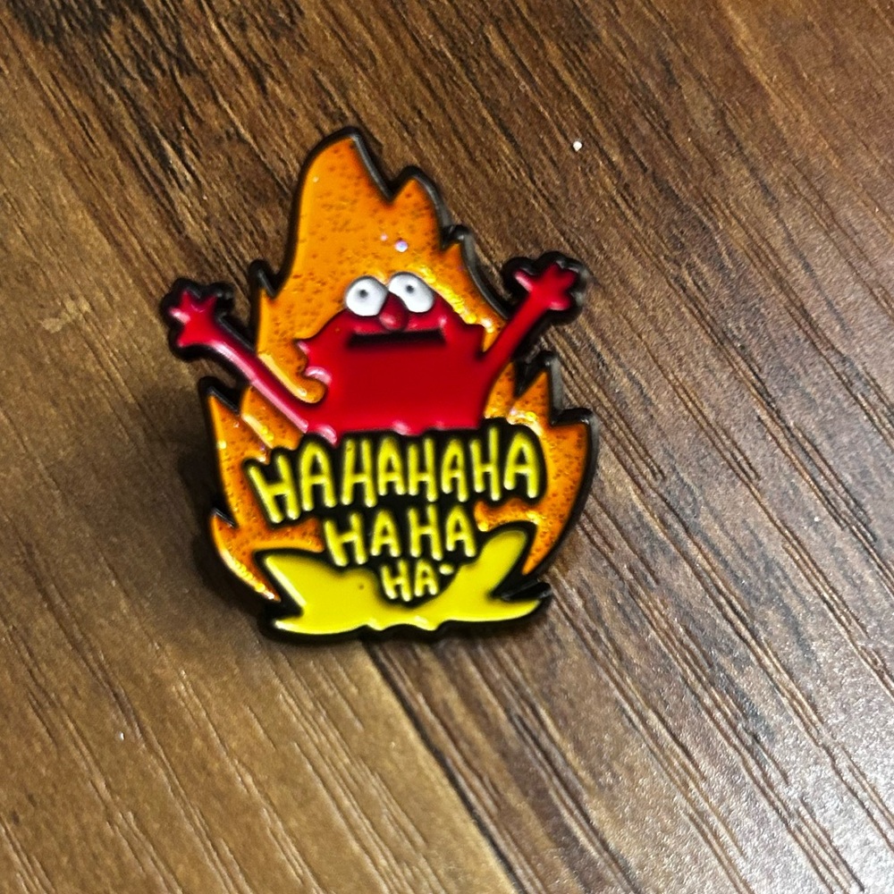 Elmo “Laughing”  Flames Enamel Pin